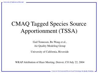 CMAQ Tagged Species Source Apportionment (TSSA)