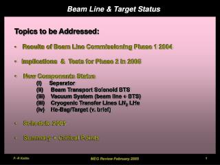 Beam Line &amp; Target Status