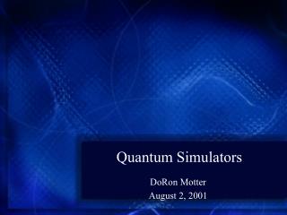 Quantum Simulators