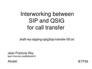 Interworking between SIP and QSIG for call transfer