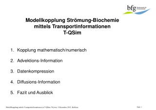 Modellkopplung Strömung-Biochemie mittels Transportinformationen T-QSim