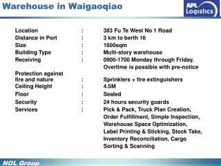 Warehouse in Waigaoqiao