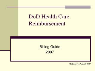 DoD Health Care Reimbursement