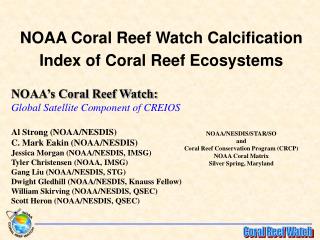 NOAA Coral Reef Watch Calcification Index of Coral Reef Ecosystems