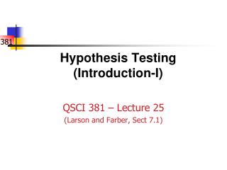 Hypothesis Testing (Introduction-I)