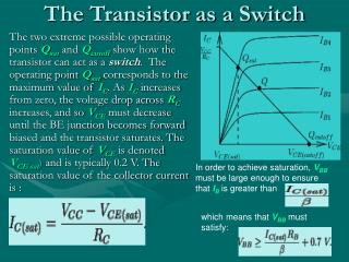 The Transistor as a Switch