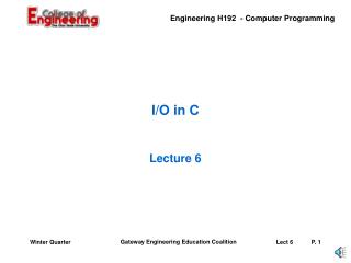 I/O in C