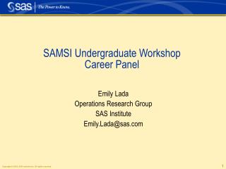 SAMSI Undergraduate Workshop Career Panel