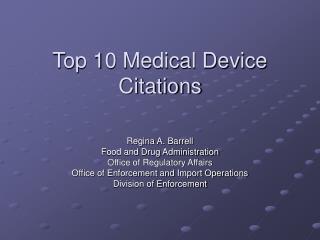 Top 10 Medical Device Citations