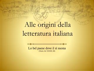 Alle origini della letteratura italiana