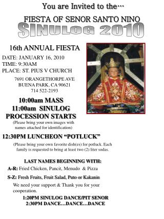 You are Invited to the… FIESTA OF SENOR SANTO NINO