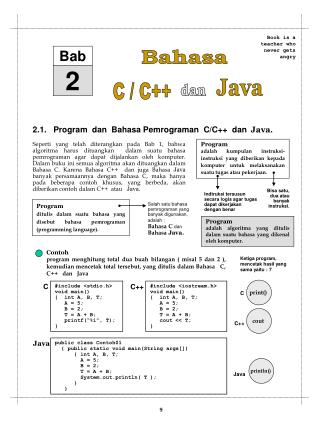 2.1. Program dan Bahasa Pemrograman C/C++ dan Java .