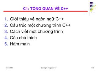 C1: TỔNG QUAN VỀ C++