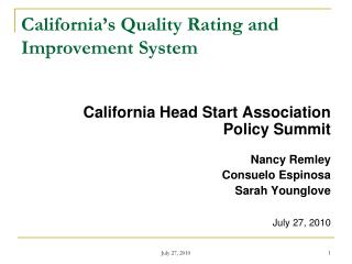 California’s Quality Rating and Improvement System