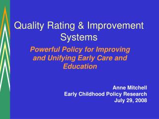 Quality Rating &amp; Improvement Systems
