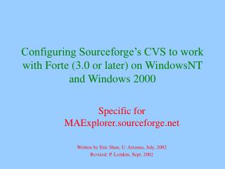 Configuring Sourceforge’s CVS to work with Forte (3.0 or later) on WindowsNT and Windows 2000