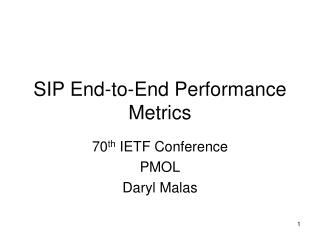 SIP End-to-End Performance Metrics