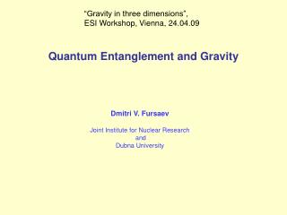 Quantum Entanglement and Gravity