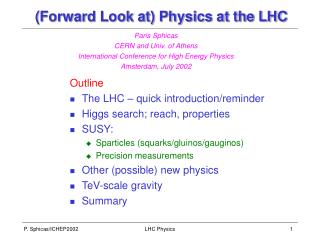 (Forward Look at) Physics at the LHC