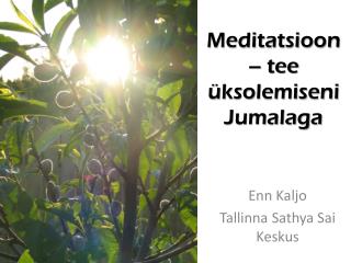 Meditatsioon – tee üksolemiseni Jumalaga