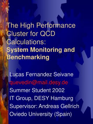 The High Performance Cluster for QCD Calculations: System Monitoring and Benchmarking