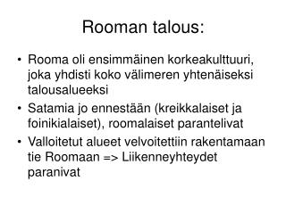 Rooman talous: