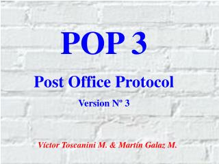 POP 3 Post Office Protocol Version Nº 3