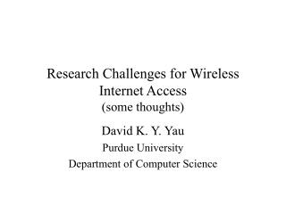Research Challenges for Wireless Internet Access (some thoughts)