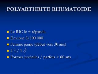 POLYARTHRITE RHUMATOIDE