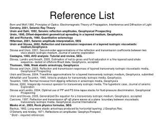 Reference List