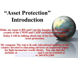 “Asset Protection” Introduction