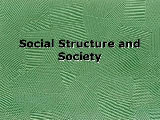 Social Structure and Society