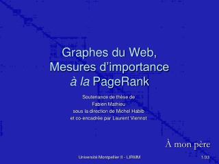 Graphes du Web, Mesures d’importance à la PageRank