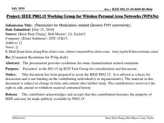 Project: IEEE P802.15 Working Group for Wireless Personal Area Networks (WPANs)