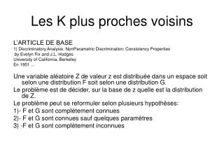 Les K plus proches voisins