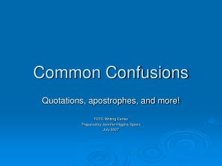 Common Confusions