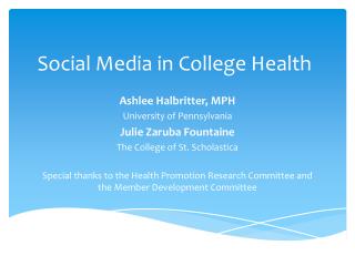 Social Media in College Health