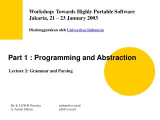 Part 1 : Programming and Abstraction