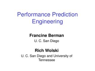 Performance Prediction Engineering
