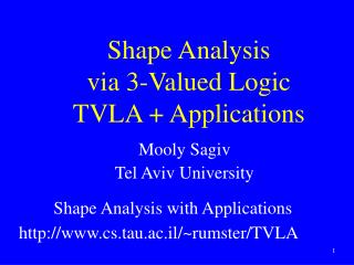 Shape Analysis via 3-Valued Logic TVLA + Applications