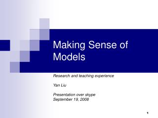 Making Sense of Models