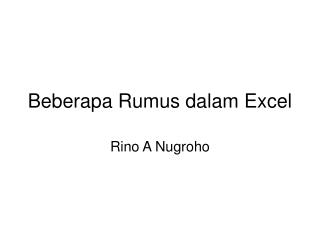 Beberapa Rumus dalam Excel