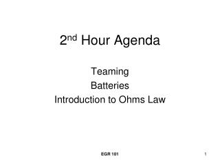 2 nd Hour Agenda