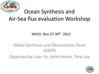 Ocean Synthesis and Air-Sea flux evaluation Workshop