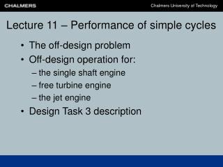 Lecture 11 – Performance of simple cycles