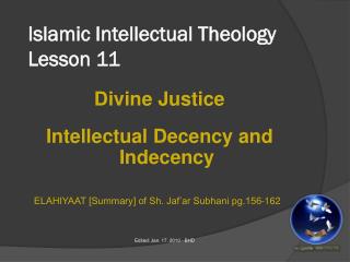 Islamic Intellectual Theology Lesson 11