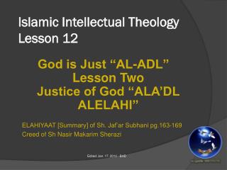 Islamic Intellectual Theology Lesson 12