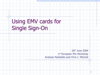 Using EMV cards for Single Sign-On