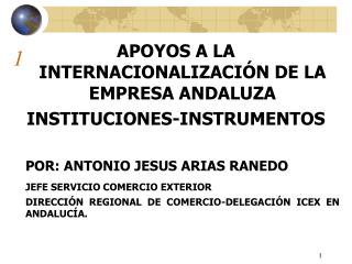 APOYOS A LA INTERNACIONALIZACIÓN DE LA EMPRESA ANDALUZA INSTITUCIONES-INSTRUMENTOS