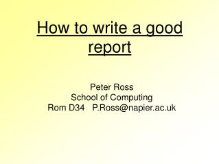 How to write a good report